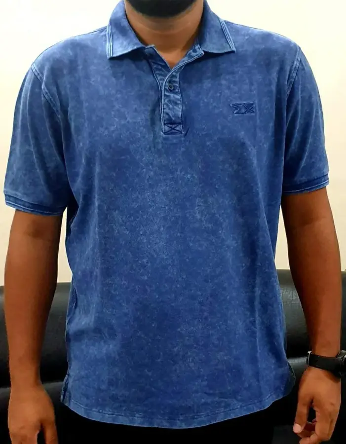 Blue washed polo shirt made in Bangladesh